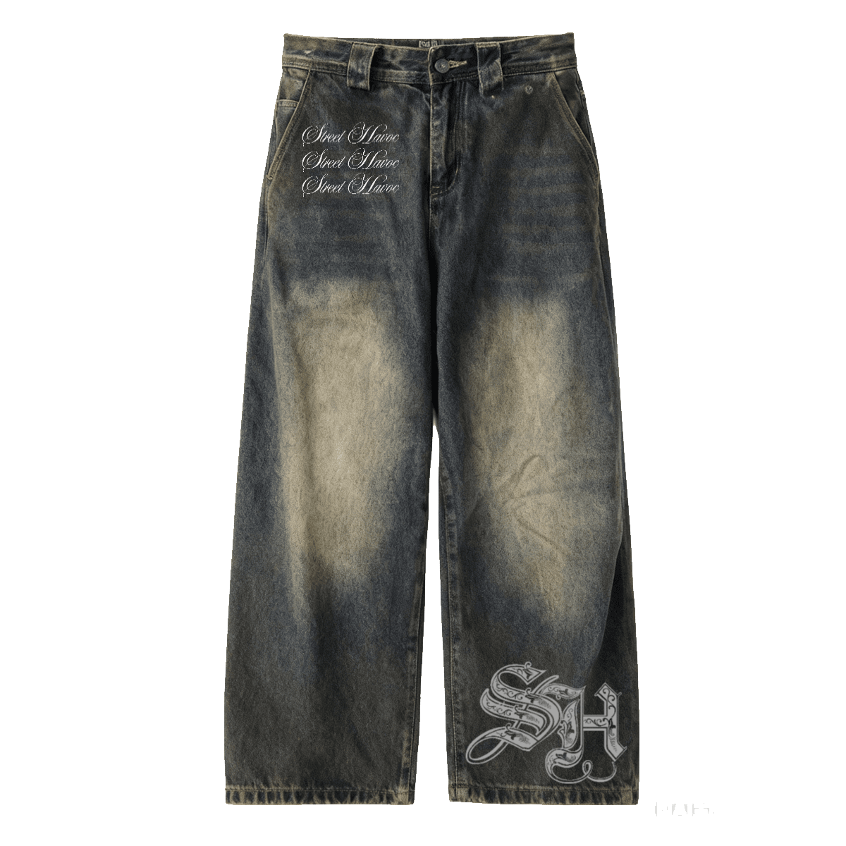 Triple Stack Straight-Leg Washed Jeans